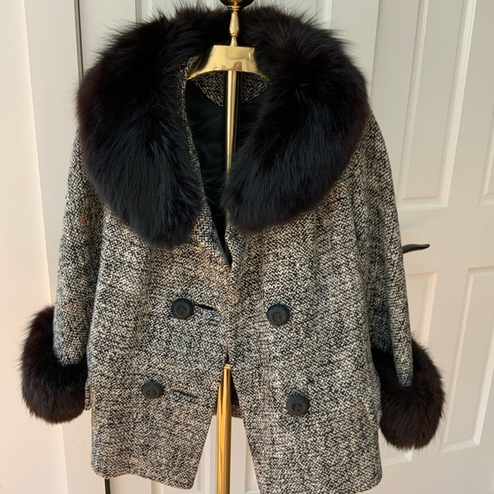 Vintage wool and fox fur jacket